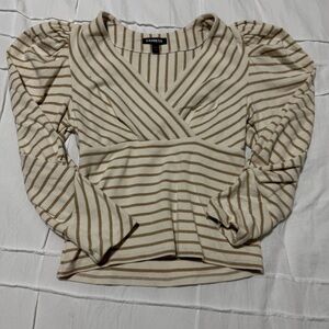 Express Beige and Gold Striped Sweater Top